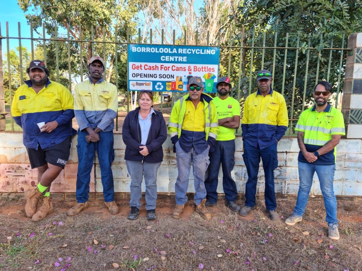 Council staff standing in a line at new recycling centre