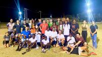Group photo on a soccer field 